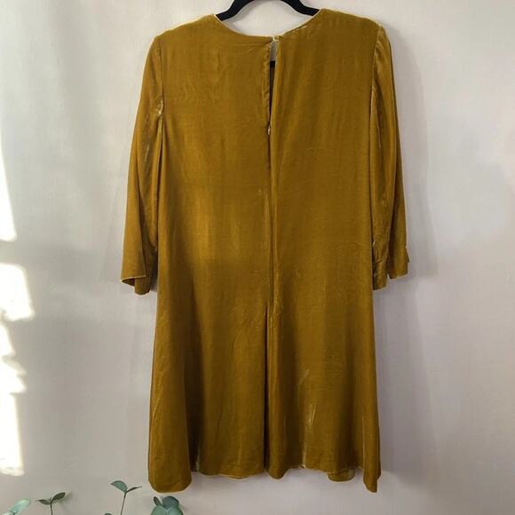 Hobbs London Crushed Velvet Dress Yellow Golden Mini Short 8 Silk Designer - Picture 6 of 8